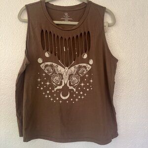 Organic Generation Tank‎ Top Womens  2X Cropped Rodeo Western Horse Cowgirl Tan